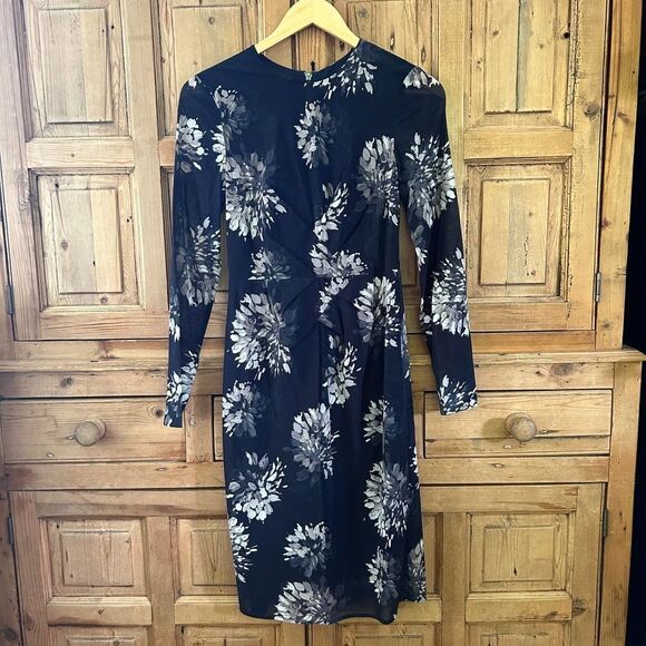 Women's Whistles 4 Floral Silk Blend Dress Full Length‎ Sleeves Zipper Detail - Picture 1 of 12